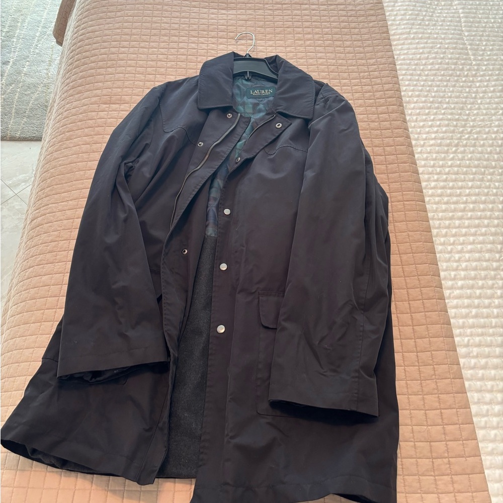 Ralph Lauren Men's Black Winter Plaid Lined Coat